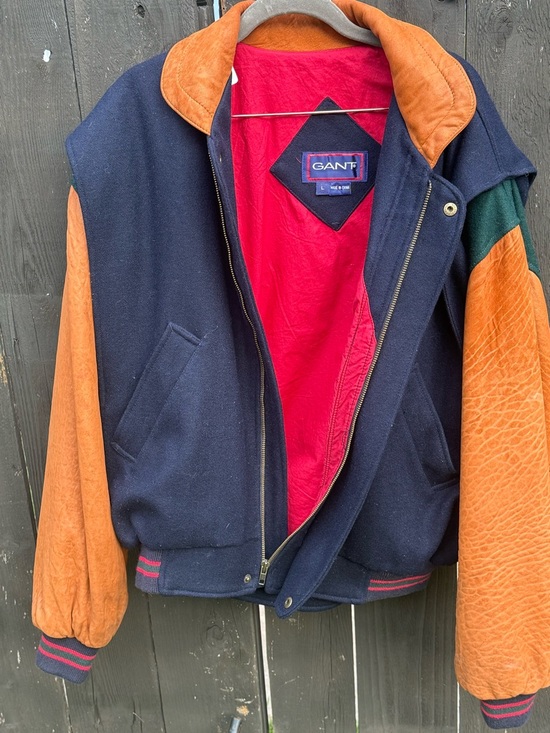 Gant Other - Vintage Gant Colorblock Wool Varsity Jacket Leather Sleeves